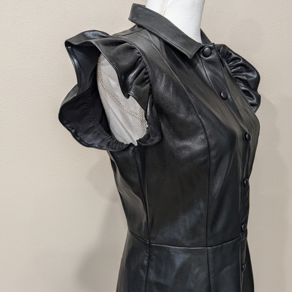 BB Dakota by Steve Madden Lima Faux Leather Mini Shirtdress black Size Med - Picture 6 of 11